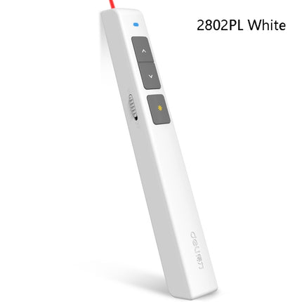 Deli 2.4GHz Laser Page Turning Pen Rechargeable Speech Projector Pen, Model: 2802PL (White)-garmade.com