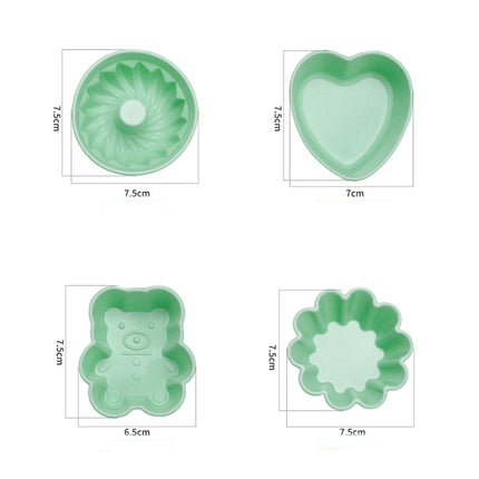 10 PCS Creative DIY Silicone Cake Cup Muffin Cup Baking Mold,Style: Heart-shaped (Macron Green)-garmade.com