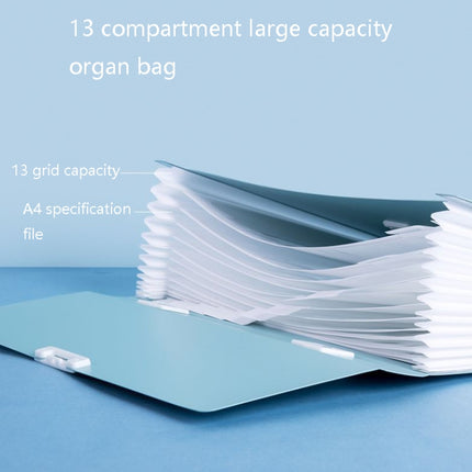 Deli 72410 A4 Layered File Information Bag Office Student File Storage Bag(Light Blue)-garmade.com