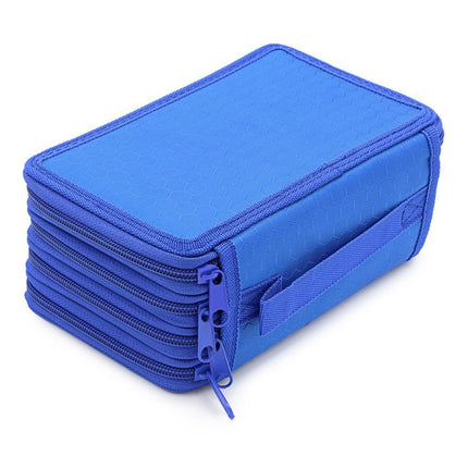 Solid Color Square Four-Layer Pencil Case Sketch Colorful Pencil Case With 72 Holes(Blue)-garmade.com