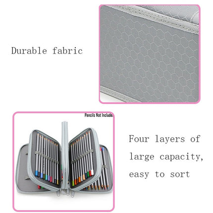 Solid Color Square Four-Layer Pencil Case Sketch Colorful Pencil Case With 72 Holes(Gray)-garmade.com