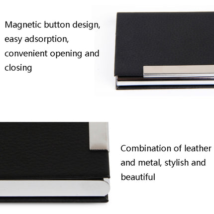 Deli 7628 Portable Business Card Case Leather Magnetic Buckle Business Card Holder Bag(Black)-garmade.com