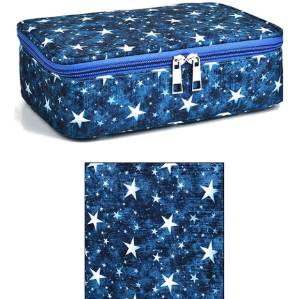 Large-Capacity Frosted Pencil Case Zipper Pencil Case(Blue Five-pointed Star)-garmade.com