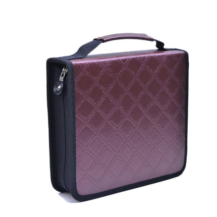 Solid Color Large Capacity 150 Hole Square PU Pencil Case(Purple)-garmade.com