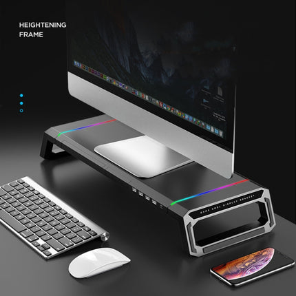 ICE COOREL T1 Monitor Increased Rack Foldable Laptop Stand With RGB Lighting & 4xUSB Expansion Interface(Moonlight White )-garmade.com