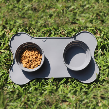 Pet Silicone Folding Bowl Mat Non-Slip & Bite Resistant Portable Feeding Bowl(Black)-garmade.com