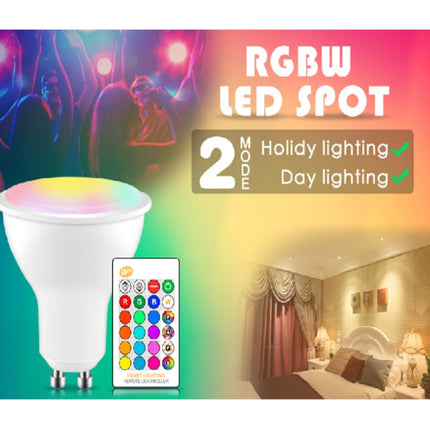 GU10 8W AC85-265V Dimmable LED Spotlight Remote Control Holiday Decoration Home Lighting(RGB+Cool White (5500-7000K))-garmade.com