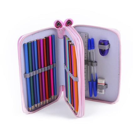 Square Two-Layer Sketch Colorful Lead 35-Hole Stationery Bag(Black)-garmade.com