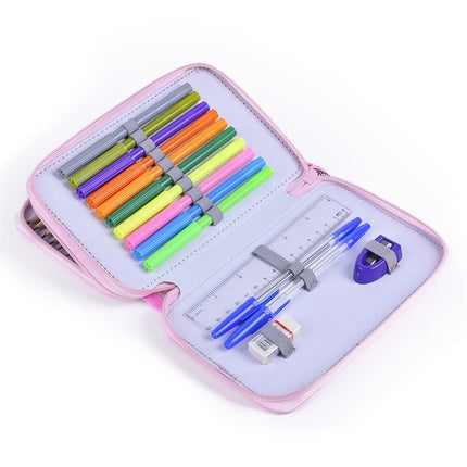 Square Two-Layer Sketch Colorful Lead 35-Hole Stationery Bag(Black)-garmade.com