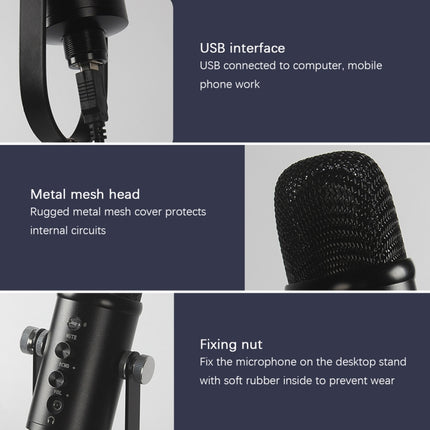 BM-86 USB Condenser Microphone Voice Recording Computer Microphone Live Broadcast Equipment Set, Specification: Standard+Small Blowout Prevention Net-garmade.com