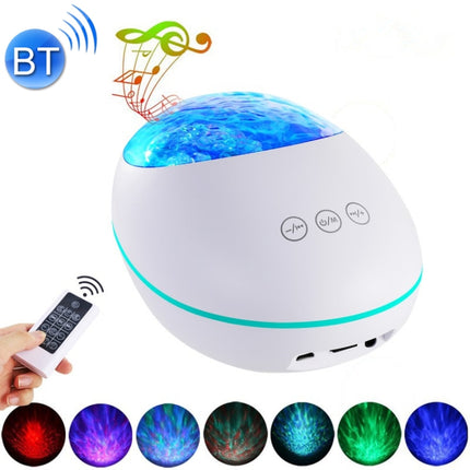 HMT-01 Remote Control Lucky Stone Ocean Projection Light LED Colorful Atmosphere Night Light USB Multifunctional Bluetooth Speaker(White)-garmade.com