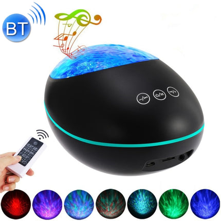 HMT-01 Remote Control Lucky Stone Ocean Projection Light LED Colorful Atmosphere Night Light USB Multifunctional Bluetooth Speaker(Black)-garmade.com