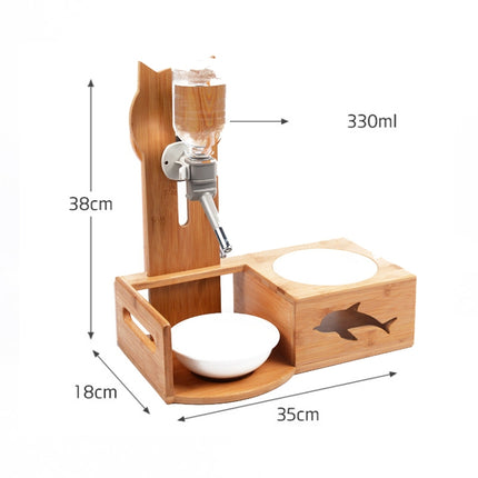 Pet Solid Wood Vertical Automatic Drinking Bowl For Cats And Dogs, Color Random Delivery, Specification: No Drawer+Waterer Board-garmade.com