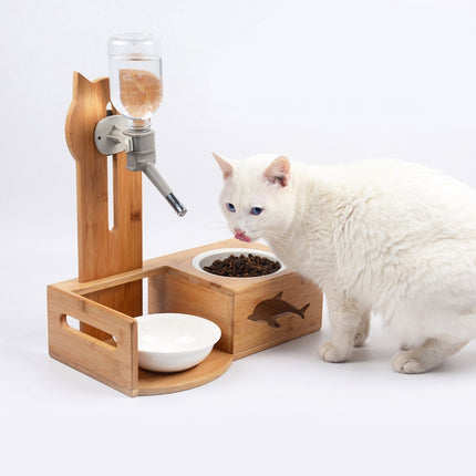 Pet Solid Wood Vertical Automatic Drinking Bowl For Cats And Dogs, Color Random Delivery, Specification: No Drawer+Waterer Board-garmade.com