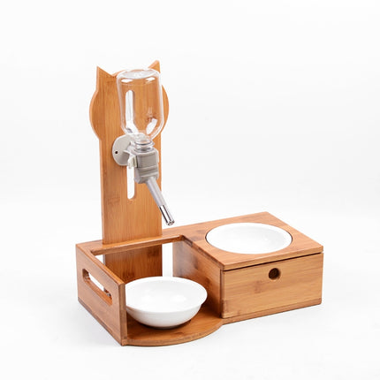 Pet Solid Wood Vertical Automatic Drinking Bowl For Cats And Dogs, Color Random Delivery, Specification: Drawer+Waterer Board-garmade.com