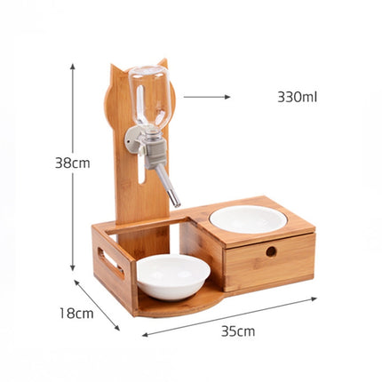 Pet Solid Wood Vertical Automatic Drinking Bowl For Cats And Dogs, Color Random Delivery, Specification: Drawer+Waterer Board-garmade.com