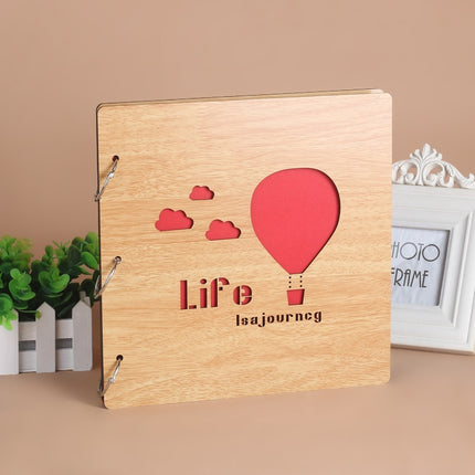 2 PCS 16 Inch Mahogany DIY Photo Album Commemorative Loose-Leaf Photo Album Creative Gift( Hot Air Balloon)-garmade.com