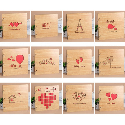 2 PCS 16 Inch Mahogany DIY Photo Album Commemorative Loose-Leaf Photo Album Creative Gift( Hot Air Balloon)-garmade.com