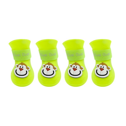 Pet Cartoon Silicone Rain Boots Waterproof Non-Slip Cold-Resistant Dog Shoes, Size: S(Yellow)-garmade.com