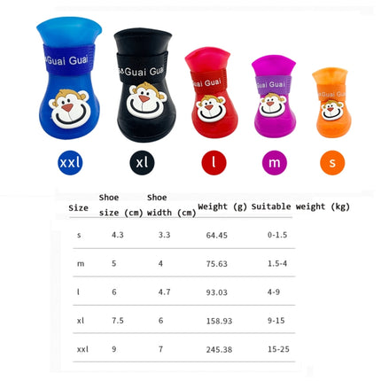 Pet Cartoon Silicone Rain Boots Waterproof Non-Slip Cold-Resistant Dog Shoes, Size: L(Red)-garmade.com