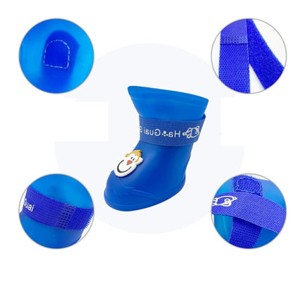 Pet Cartoon Silicone Rain Boots Waterproof Non-Slip Cold-Resistant Dog Shoes, Size: XL(Purple)-garmade.com