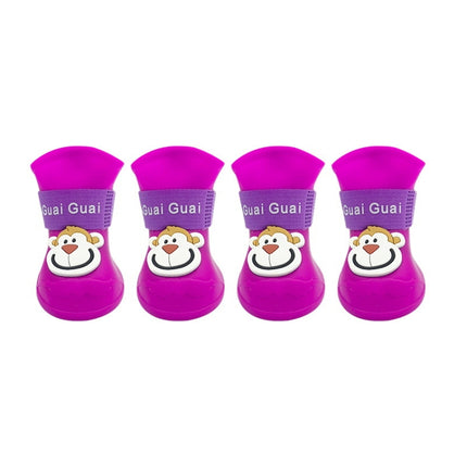 Pet Cartoon Silicone Rain Boots Waterproof Non-Slip Cold-Resistant Dog Shoes, Size: XXL(Purple)-garmade.com