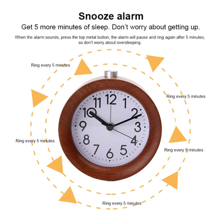 Solid Wood Silent Snooze Alarm Clock with Pointer(Octagonal Wood Color)-garmade.com