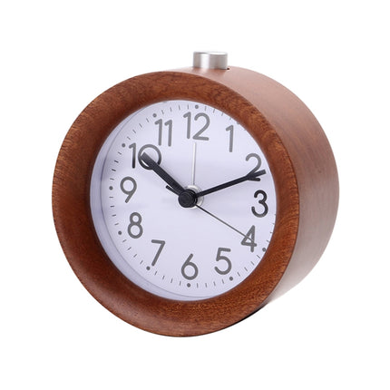 Solid Wood Silent Snooze Alarm Clock with Pointer(Round Dark)-garmade.com
