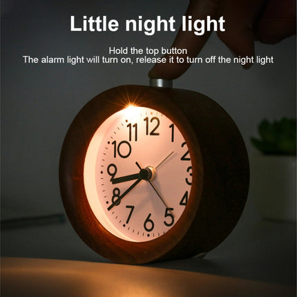 Solid Wood Silent Snooze Alarm Clock with Pointer(Round Dark)-garmade.com