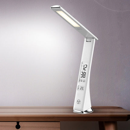U11 Touch 3-Level Dimming LED Eye Protection Desk Lamp With Perpetual Calendar/Alarm/Temperature Function(White)-garmade.com