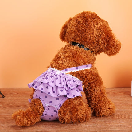 Menstrual Physiological Pants For Pet Dog Polka Dot Skirt And Bib Physiological Pants, Size: S(Purple)-garmade.com