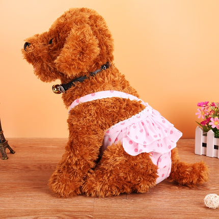 Menstrual Physiological Pants For Pet Dog Polka Dot Skirt And Bib Physiological Pants, Size: M(Pink)-garmade.com