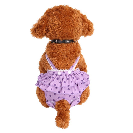 Menstrual Physiological Pants For Pet Dog Polka Dot Skirt And Bib Physiological Pants, Size: L(Purple)-garmade.com