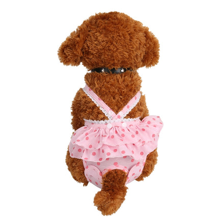Menstrual Physiological Pants For Pet Dog Polka Dot Skirt And Bib Physiological Pants, Size: XL(Pink)-garmade.com