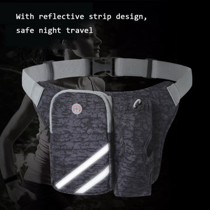 Outdoor Running Sports Nylon Waist Bag Cycling Mountaineering Water Bottle Bag(Gray)-garmade.com