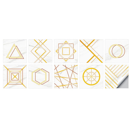 2 Sets Geometric Pattern Staircase Wall Tile Sticker Kitchen Stove Water And Oil Proof Stickers, Specification: S: 10x10cm(HT-012 Golden)-garmade.com