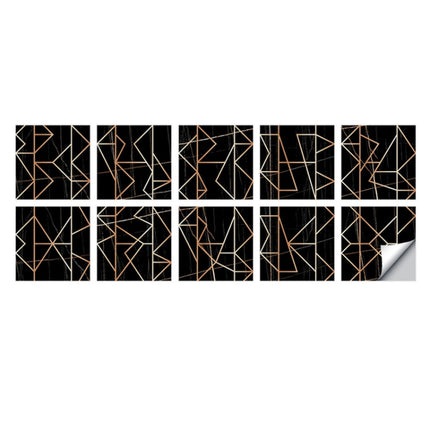 2 Sets Geometric Pattern Staircase Wall Tile Sticker Kitchen Stove Water And Oil Proof Stickers, Specification: S: 10x10cm(HT-019 Geometric Copper)-garmade.com