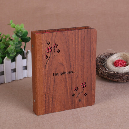 3 PCS 6-Inch 32 Sheets Wooden DIY Photo Album Creative Gift(Happiness)-garmade.com