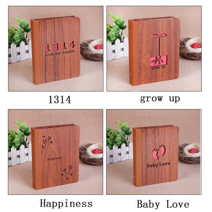 3 PCS 6-Inch 32 Sheets Wooden DIY Photo Album Creative Gift( Baby Love)-garmade.com