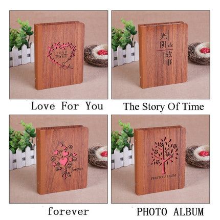 3 PCS 6-Inch 32 Sheets Wooden DIY Photo Album Creative Gift( Love For You)-garmade.com