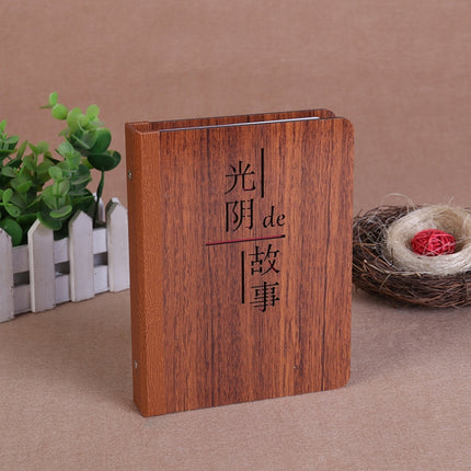 3 PCS 6-Inch 32 Sheets Wooden DIY Photo Album Creative Gift(The Story Of Time)-garmade.com