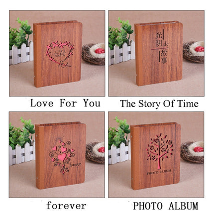 3 PCS 6-Inch 32 Sheets Wooden DIY Photo Album Creative Gift( Forever)-garmade.com