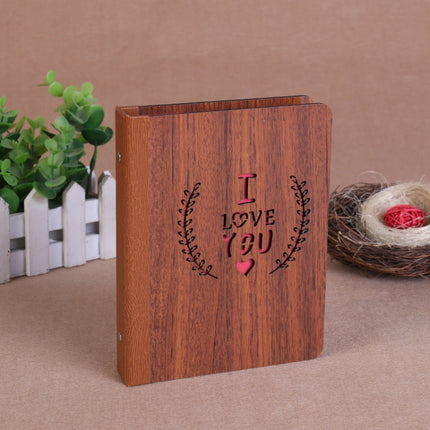 3 PCS 6-Inch 32 Sheets Wooden DIY Photo Album Creative Gift( I love You)-garmade.com