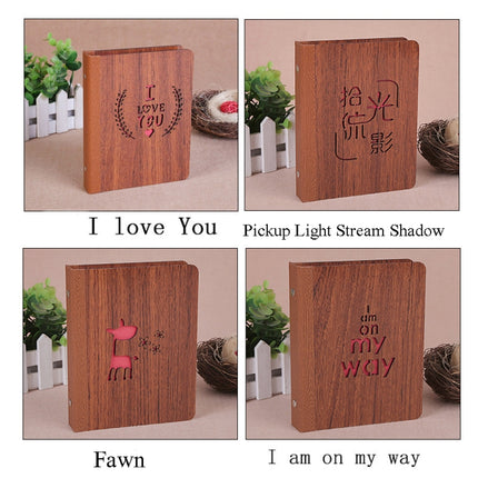 3 PCS 6-Inch 32 Sheets Wooden DIY Photo Album Creative Gift( I love You)-garmade.com
