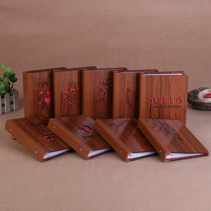 3 PCS 6-Inch 32 Sheets Wooden DIY Photo Album Creative Gift(The Story Of Time)-garmade.com