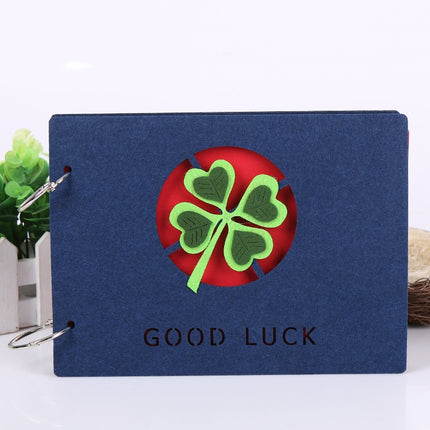 2 PCS 8 Inch 30 Sheets Retro Cartoon Photo Album Felt Album Creative Hollow Souvenir Album，( Navy Four-leaf Clover)-garmade.com