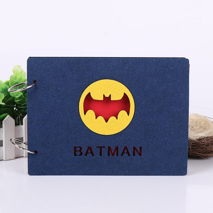 2 PCS 8 Inch 30 Sheets Retro Cartoon Photo Album Felt Album Creative Hollow Souvenir Album，(Dark Blue Batman)-garmade.com