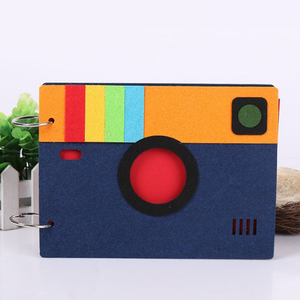 2 PCS 8 Inch 30 Sheets Retro Cartoon Photo Album Felt Album Creative Hollow Souvenir Album，(Navy Blue Camera)-garmade.com