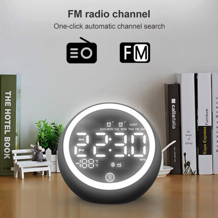 X10 Multifunctional Bluetooth Speaker LED Night Light Alarm Clock Bluetooth Speaker, Support TF Card & AUX & FM Radio, Specification: US Plug(White)-garmade.com
