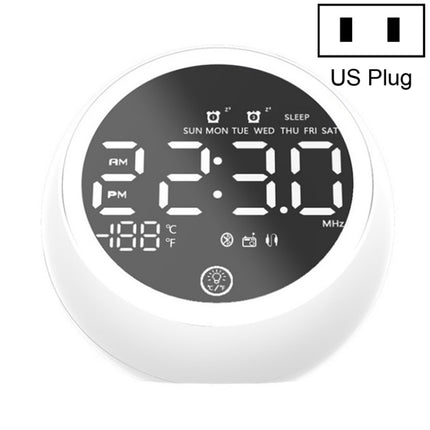 X10 Multifunctional Bluetooth Speaker LED Night Light Alarm Clock Bluetooth Speaker, Support TF Card & AUX & FM Radio, Specification: US Plug(White)-garmade.com
